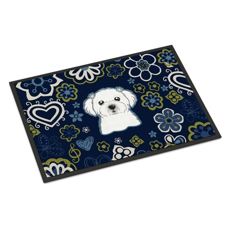 Carolines Treasures 18 x 27 in. Blue Flowers Maltese Indoor or Outdoor Mat BB5059MAT